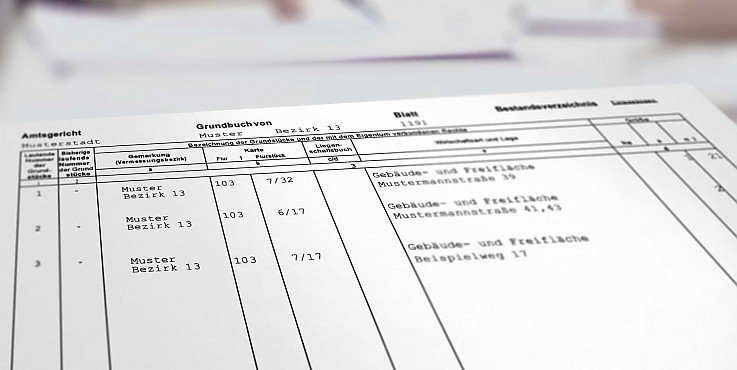 Grundbucheintrag im Grundbuch Musterstadt Grundbucheintrag im Grundbuch Musterstadt