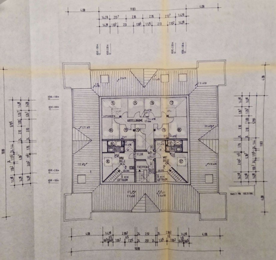 Grundriss Haus 3 Galerie und Bad im Spitzboden ETW 87.jpg Maisonettewohnung Langerwehe