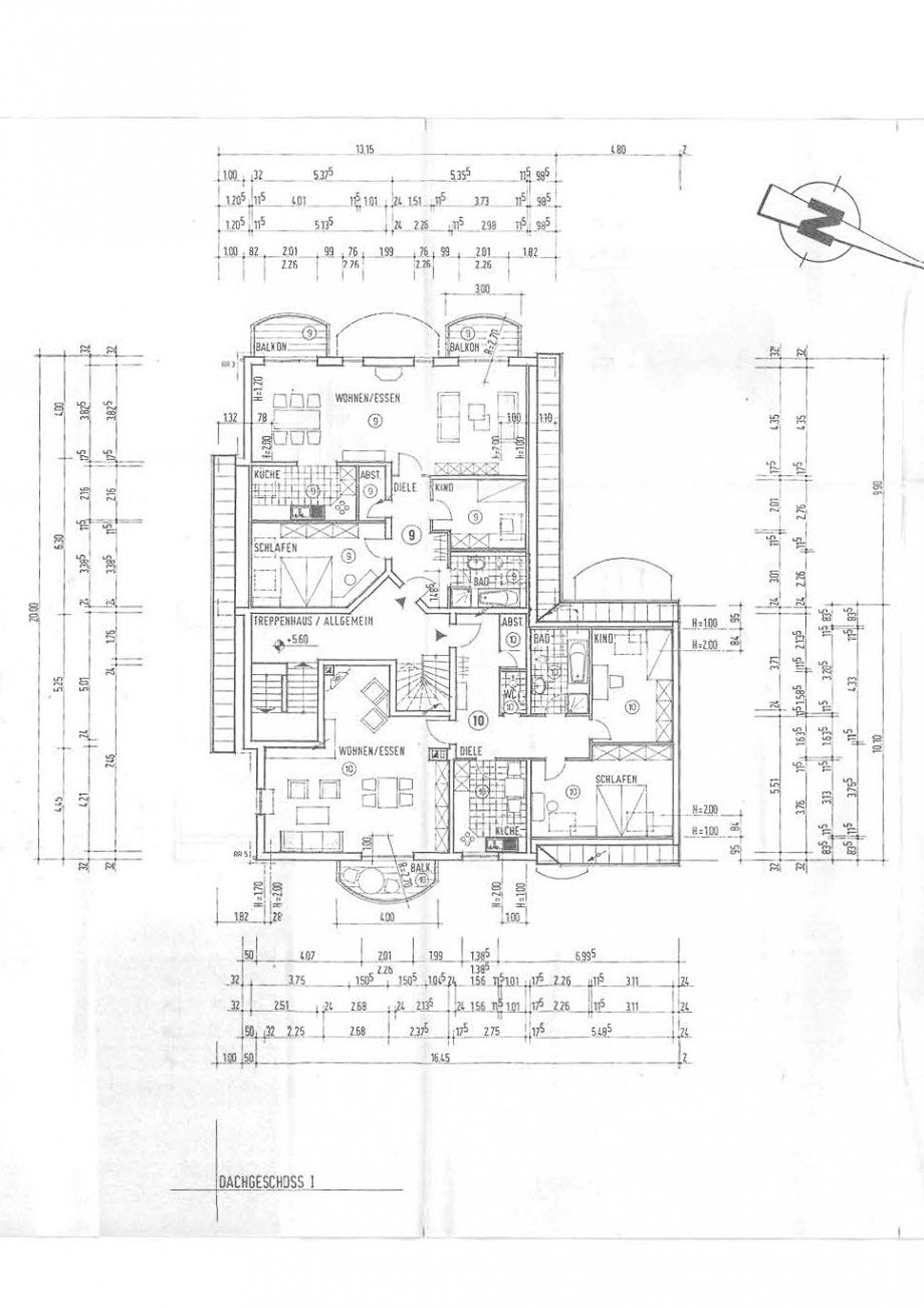 Originalgrundriss der ETW Nr. 9 Etagenwohnung Kreuzau
